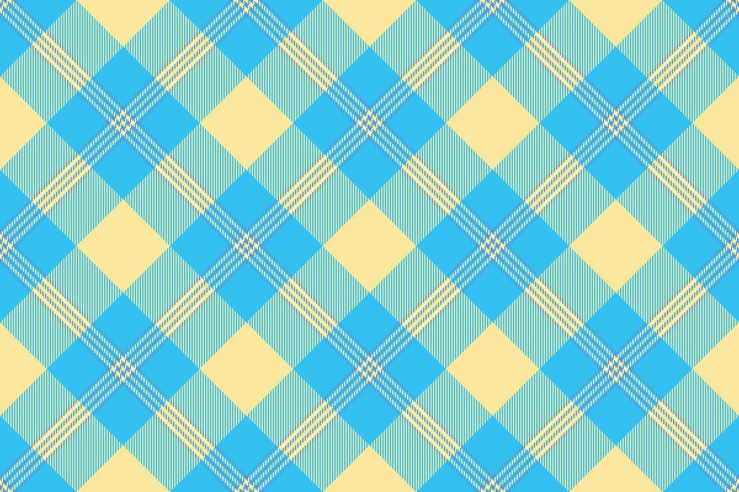 Classic plaid pattern in vibrant turquoise and soft yellow. Seamless texture ideal for backgrounds, textiles, or graphic design projects. Versatile, eyecatching. vector