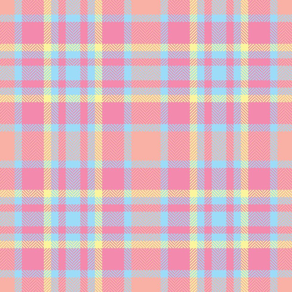 Pastel plaid pattern. Soft, cheerful design perfect for textiles, websites, or branding. This seamless texture evokes feelings of spring, joy, and femininity. vector