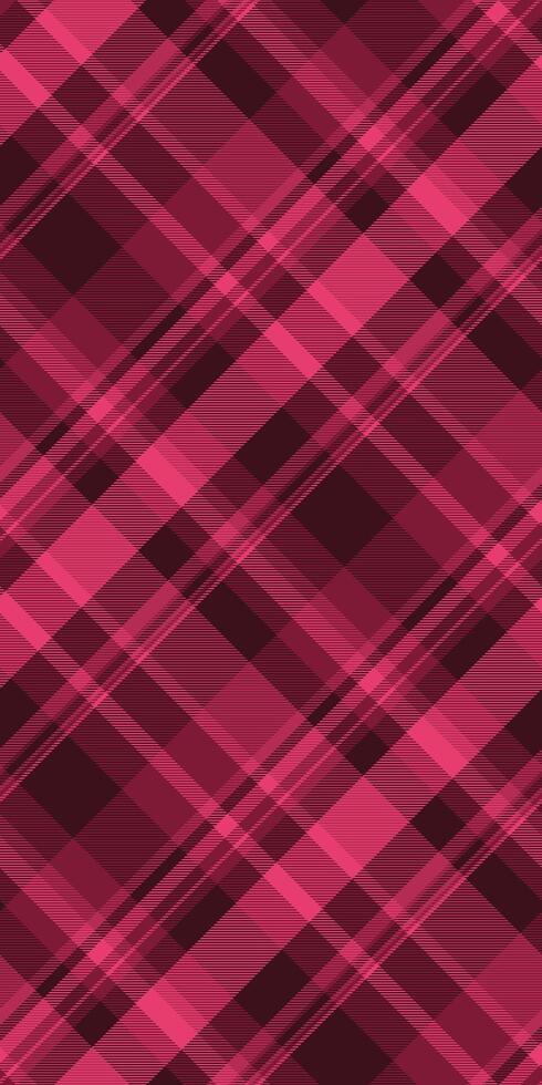 Abstract diagonal plaid pattern in shades of deep pink and maroon. Perfect for textile designs, backgrounds, or fashionrelated projects. vector