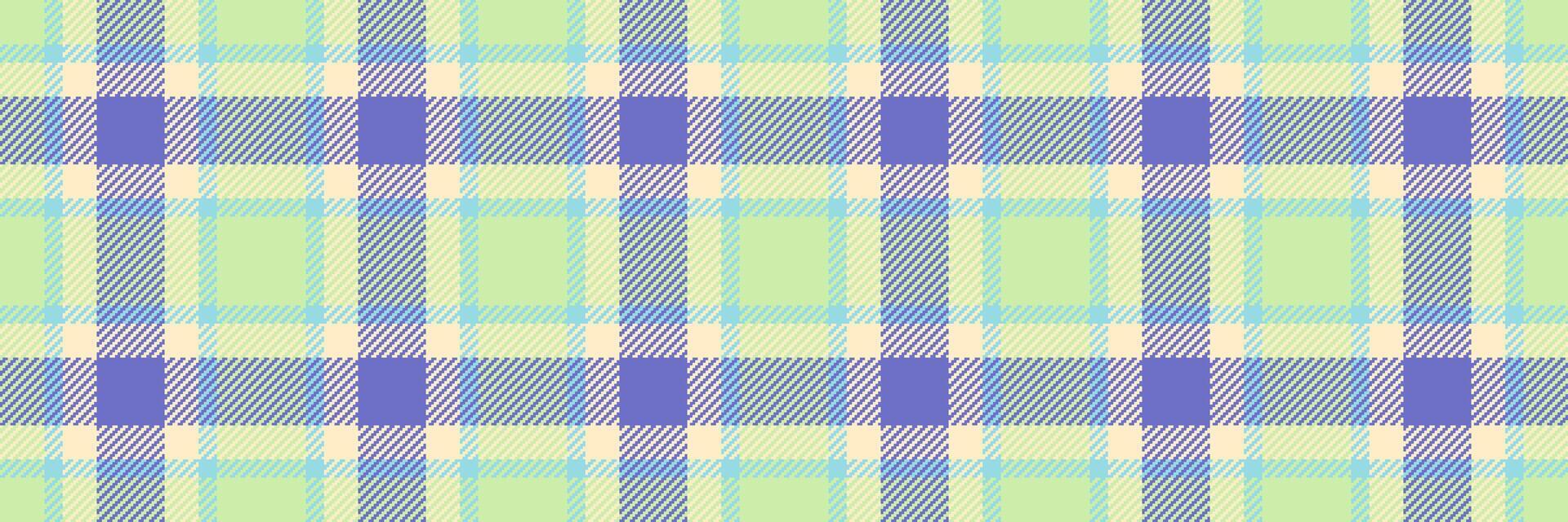 Pastel plaid pattern. Seamless texture of soft light blue, purple, and yellow hues. Ideal for textile design, fashion, websites, backgrounds, and more. vector