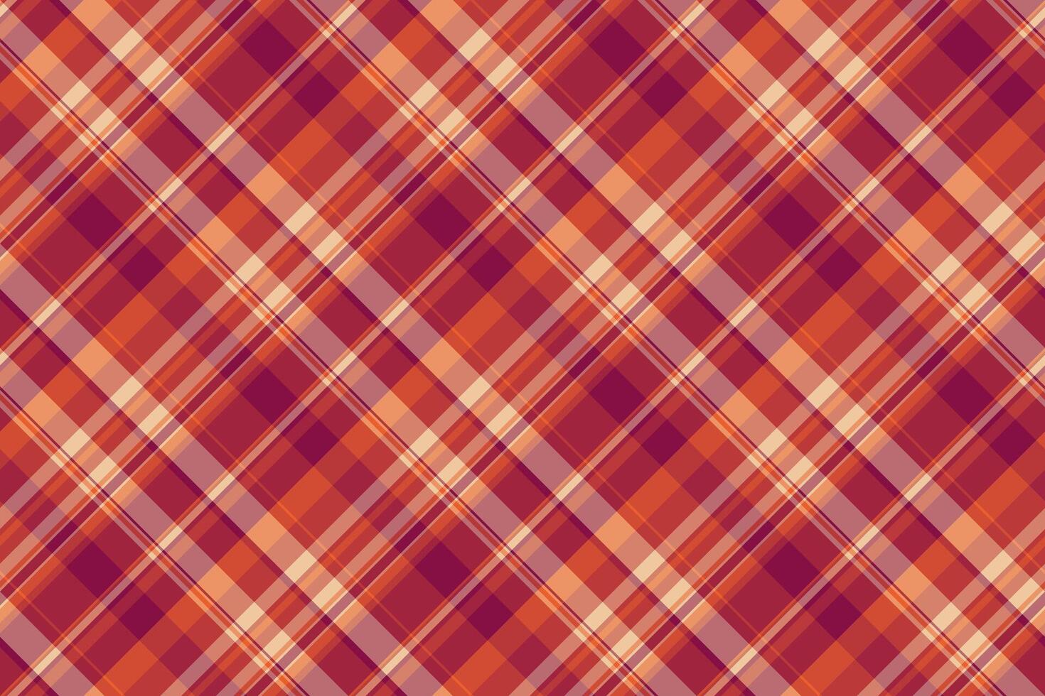 Hippy pattern check , home background fabric plaid. Comfortable tartan seamless texture textile in red and orange colors. vector