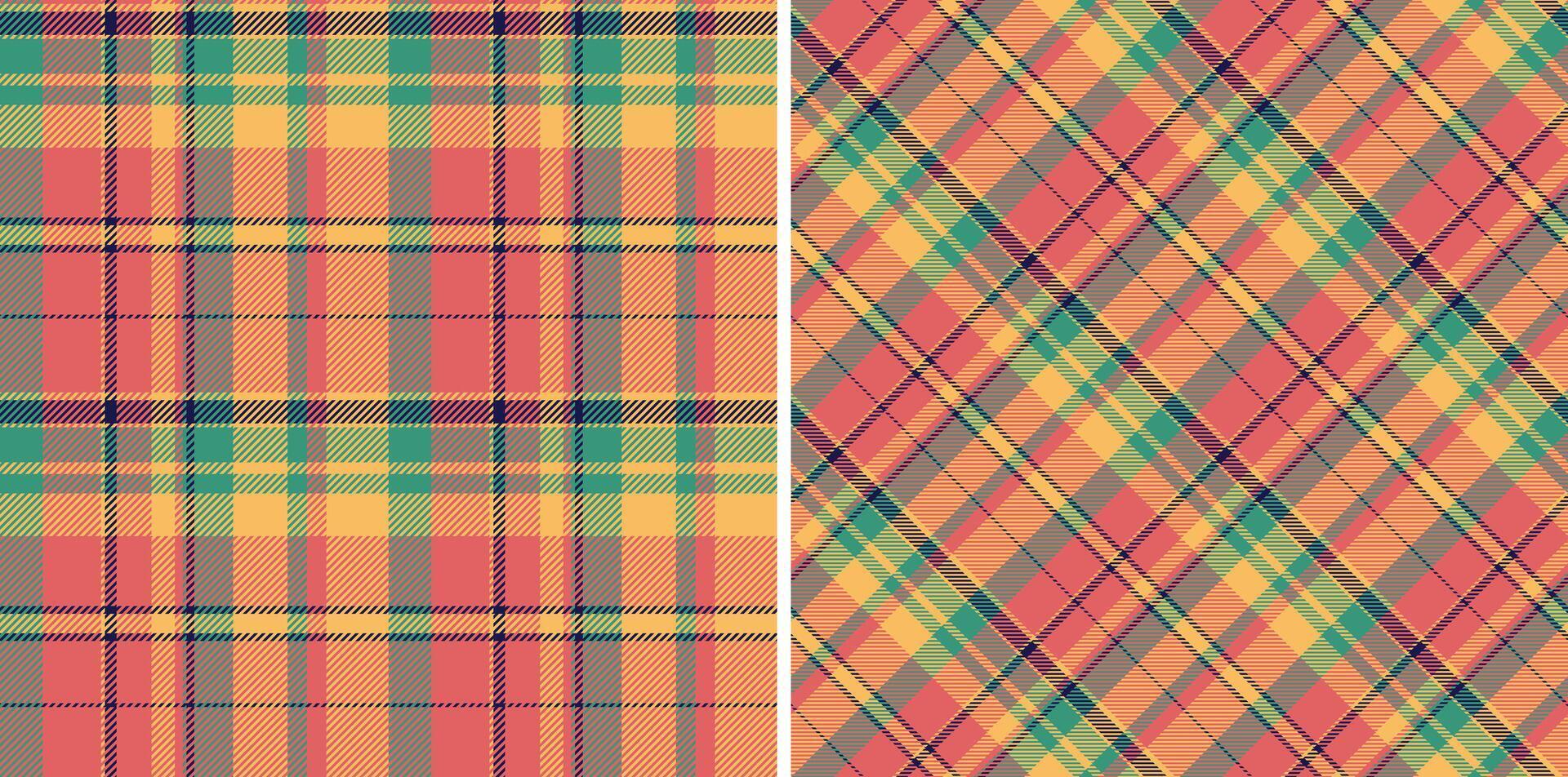 Fabric background of texture plaid check with a pattern tartan textile seamless. Set in retro colors for menswear fashion trends. vector