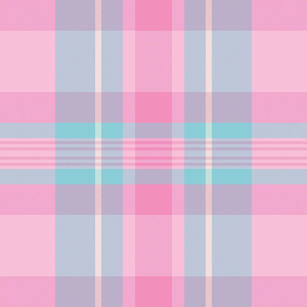 Pastel pink, purple, and aqua plaid pattern. Perfect for textiles, backgrounds, or website design. This soft, gentle design evokes feelings of calmness and femininity. vector