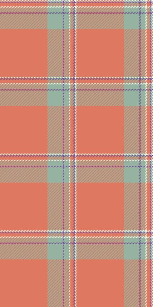 Vibrant coral, mint, and taupe plaid pattern. Perfect for textile design, fashion, or website backgrounds. vector