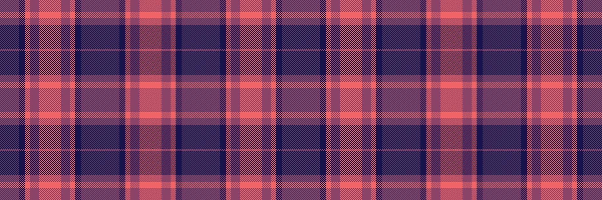 Seamless coral and navy plaid pattern. Perfect for textile design, website backgrounds, or fashion projects. This classic yet modern texture evokes feelings of warmth and sophistication. vector