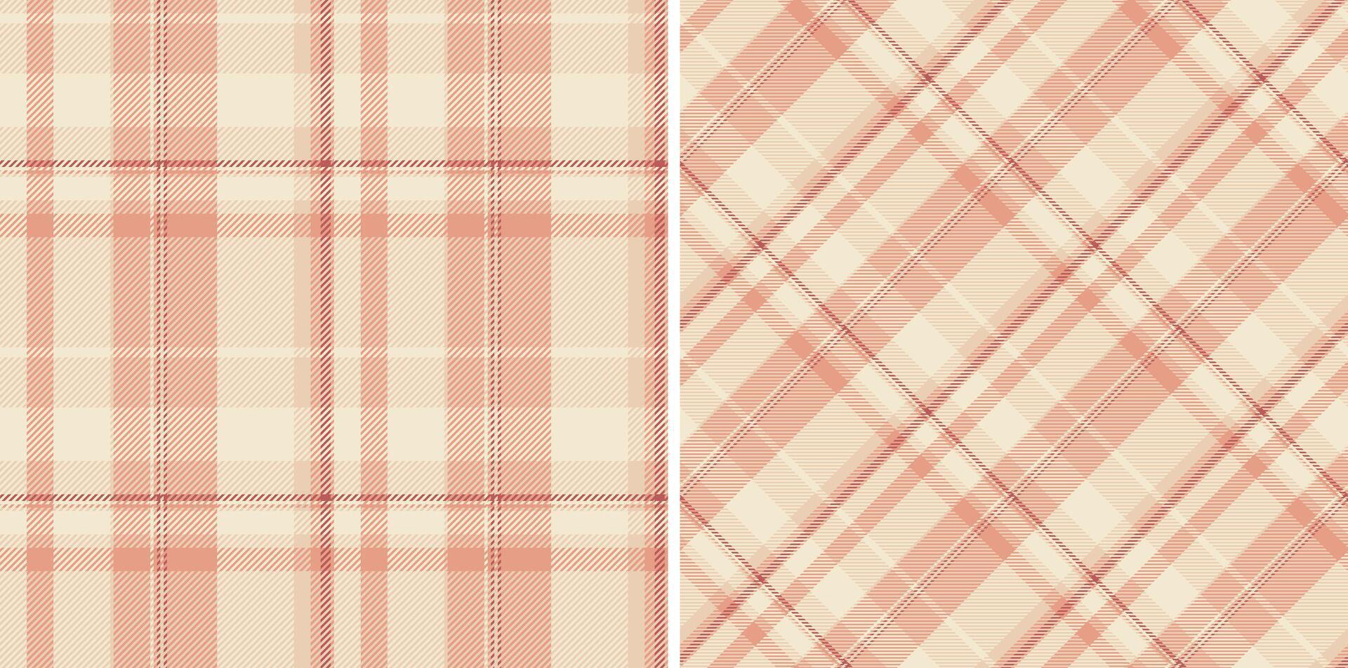 Elegant peach and cream plaid patterns. Perfect for textile design, packaging, or website backgrounds. This versatile image evokes feelings of warmth and sophistication. vector