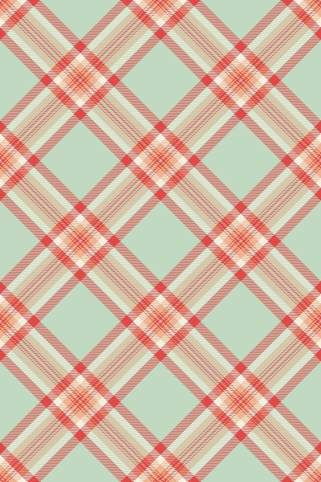Elegant pastel plaid pattern in coral, beige, and mint green. Perfect for textile design, website backgrounds, or fashion projects. vector
