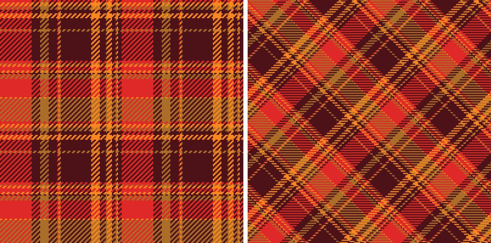 Pattern textile background of check plaid fabric with a tartan texture seamless. Set in halloween colors. Modern duvet covers for the bedroom. vector