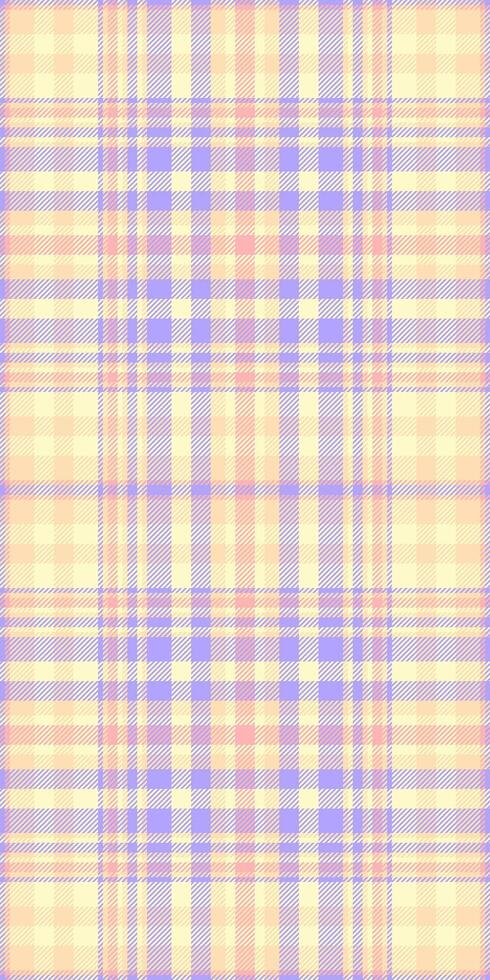 Tattersall seamless textile, material background check texture. Folded pattern fabric plaid tartan in lemon chiffon and peach puff colors. vector
