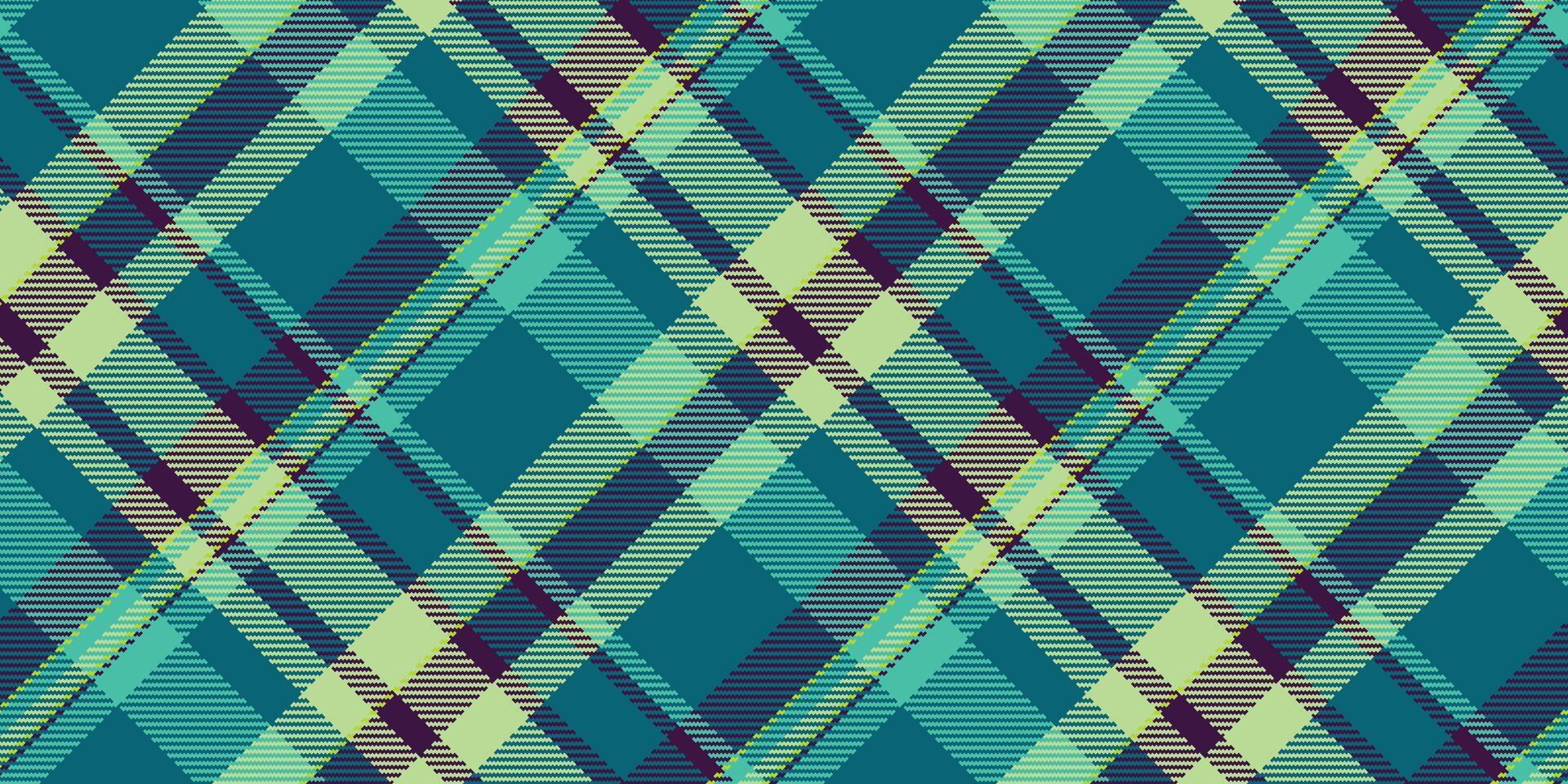 Vibrant plaid pattern. Seamless design in teal, turquoise, and lime. Versatile for backgrounds, textiles, or adding a colorful touch to creative projects. vector