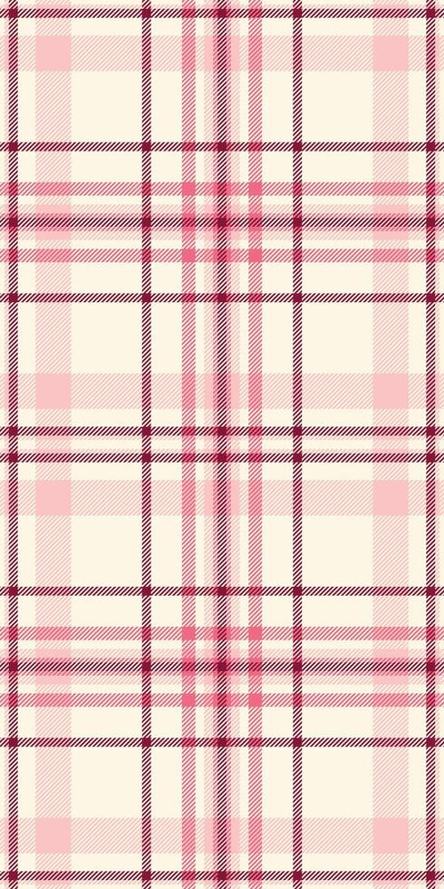 Handmade plaid texture, cool check seamless fabric. Summertime background pattern textile tartan in old lace and red colors. vector