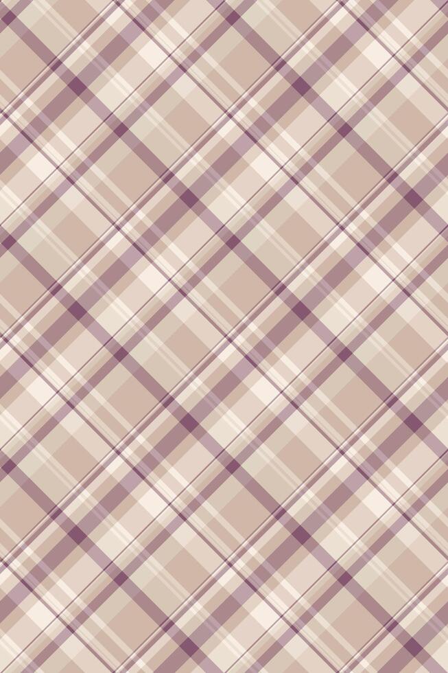 Elegant diagonal plaid pattern in muted beige and mauve tones. Perfect for textile design, website backgrounds, or creating a sophisticated, calming aesthetic. vector