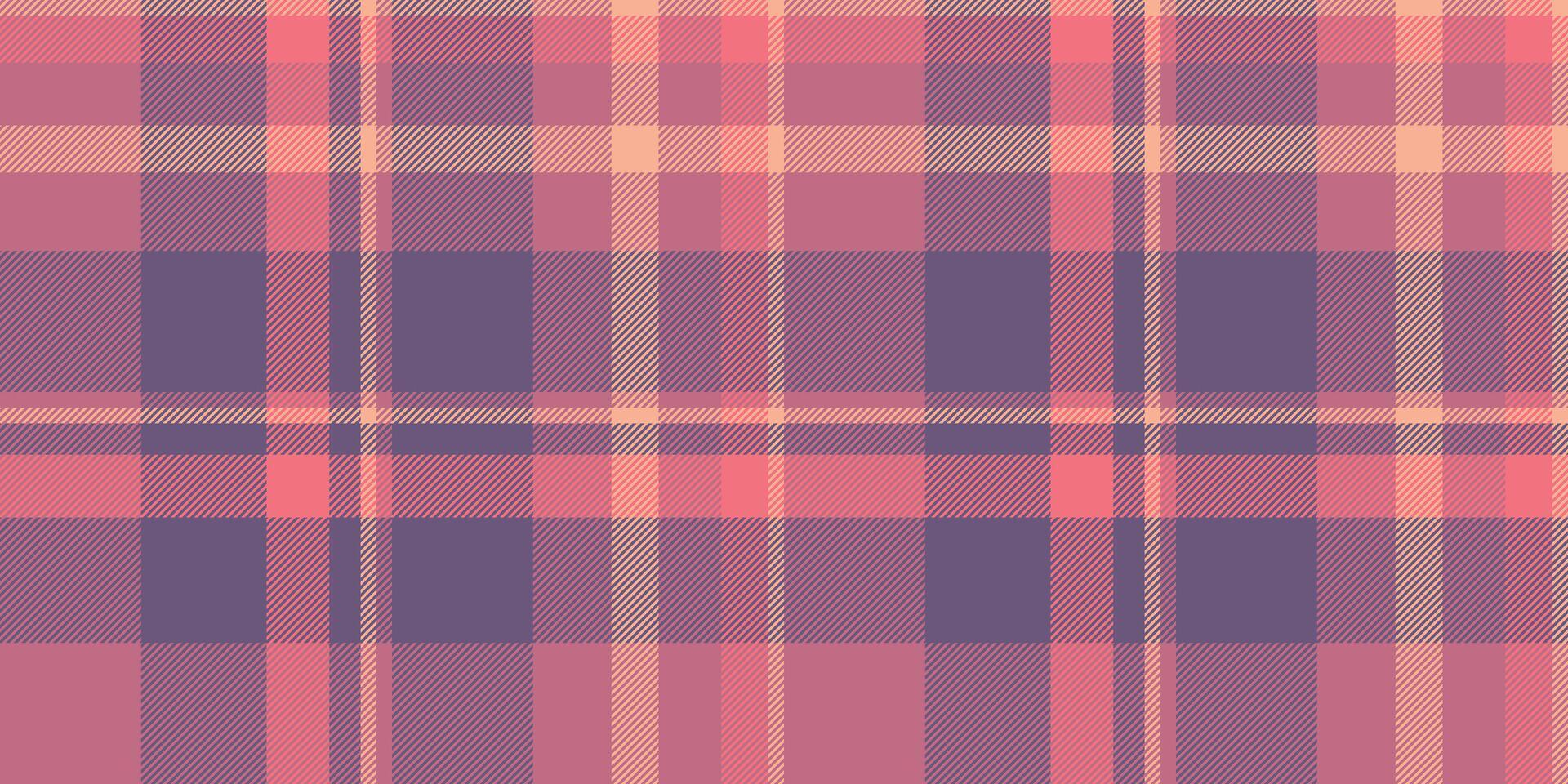 Soft pastel plaid pattern. Seamless texture in muted coral, peach, and dusty purple hues. Ideal for textile design, fashion, apparel, home decor, and website backgrounds. vector