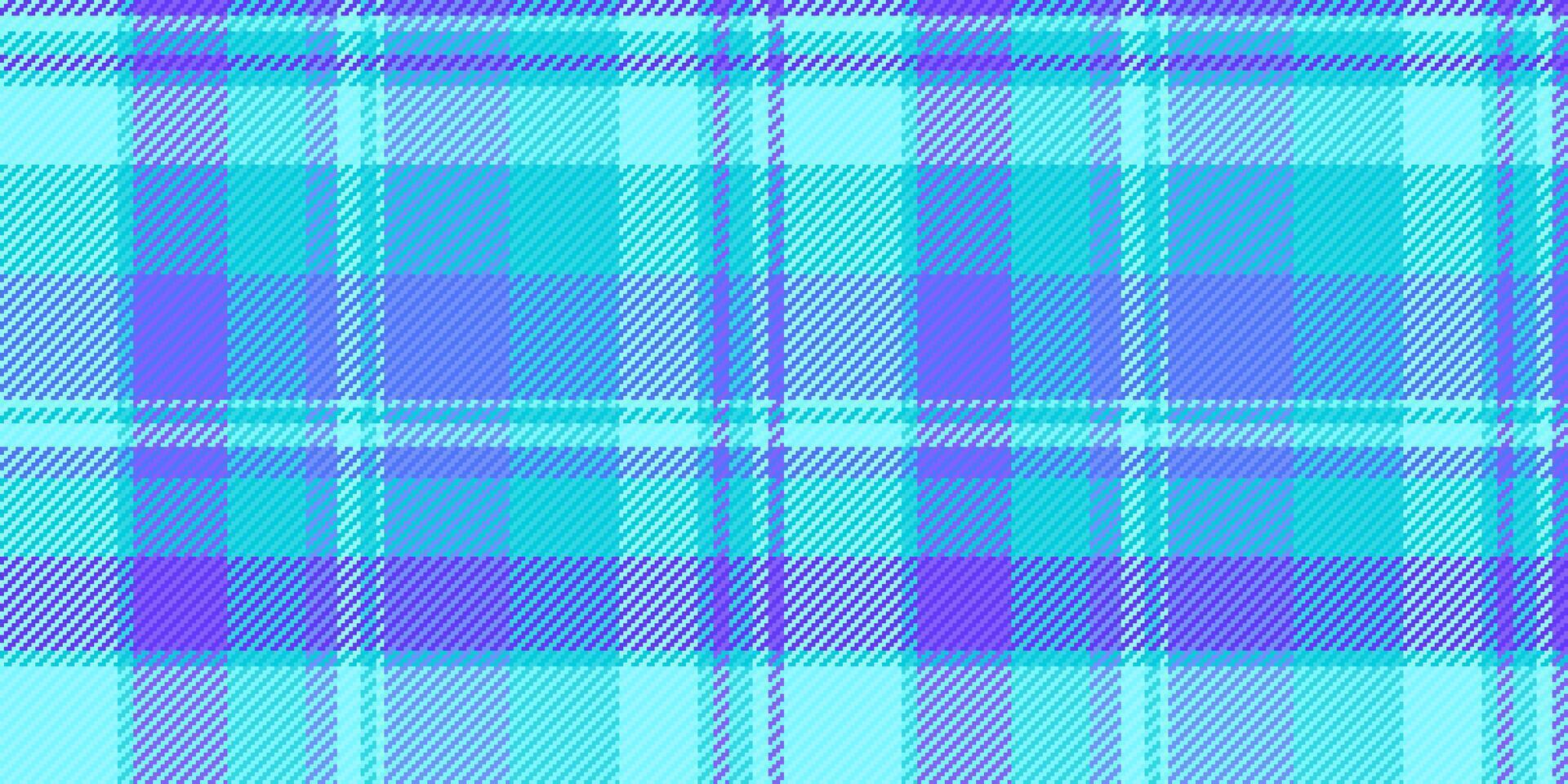 Vibrant teal and purple plaid pattern. Perfect for textile design, fashion, websites, or social media backgrounds. This seamless texture offers a fresh, modern feel with a touch of retro charm. vector