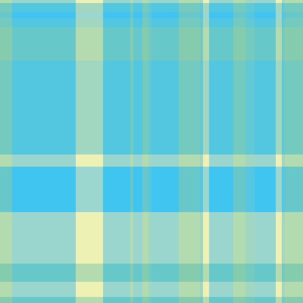 Vibrant pastel plaid pattern in turquoise, mint, and pale yellow. Perfect for textile design, website backgrounds, or stationery. Evokes feelings of freshness, spring, and summer. vector