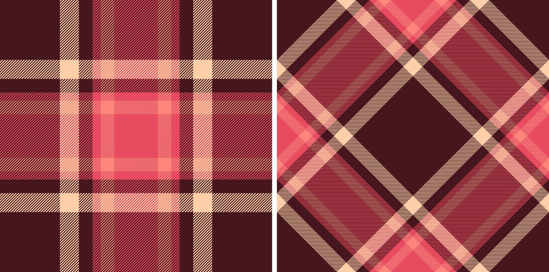 Stylish pink and brown plaid patterns, perfect for textile design, fashion, and web backgrounds. These versatile designs offer a classic yet modern aesthetic. vector