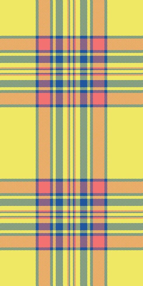 Outside tartan textile plaid, domestic fabric check pattern. Scrapbooking seamless background texture in yellow and blue colors. vector