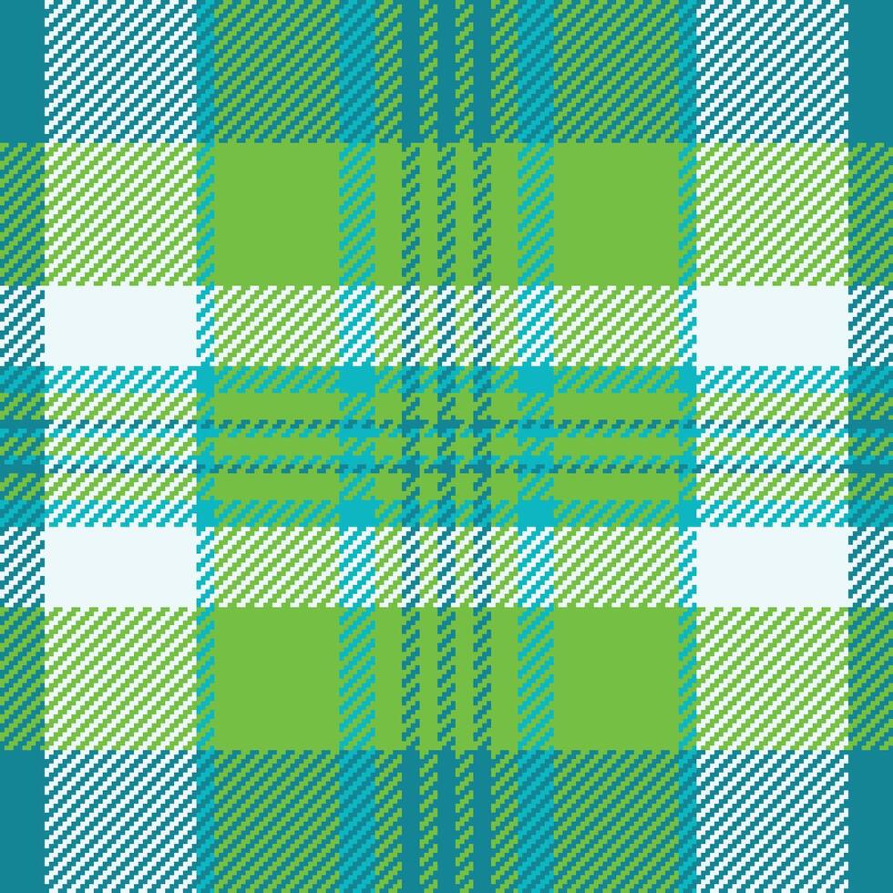 Vibrant plaid pattern in shades of green, teal, and white. Perfect for backgrounds, textiles, and designs needing a bold, colorful, and textured feel. vector