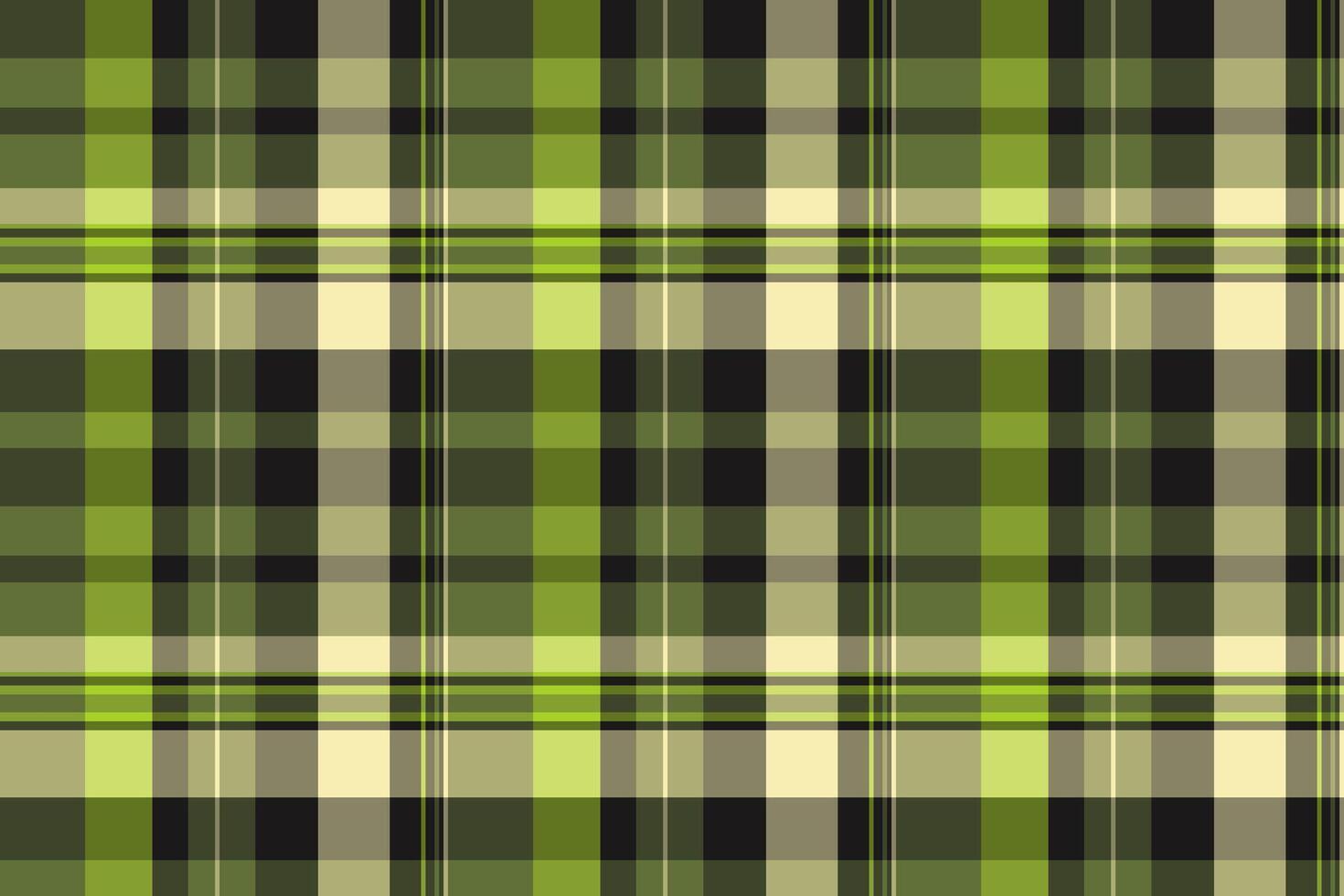 Classic plaid pattern in shades of green and black. Textile design with intersecting lines creates a traditional, versatile background. Useful for fashion, crafts, and decor. vector