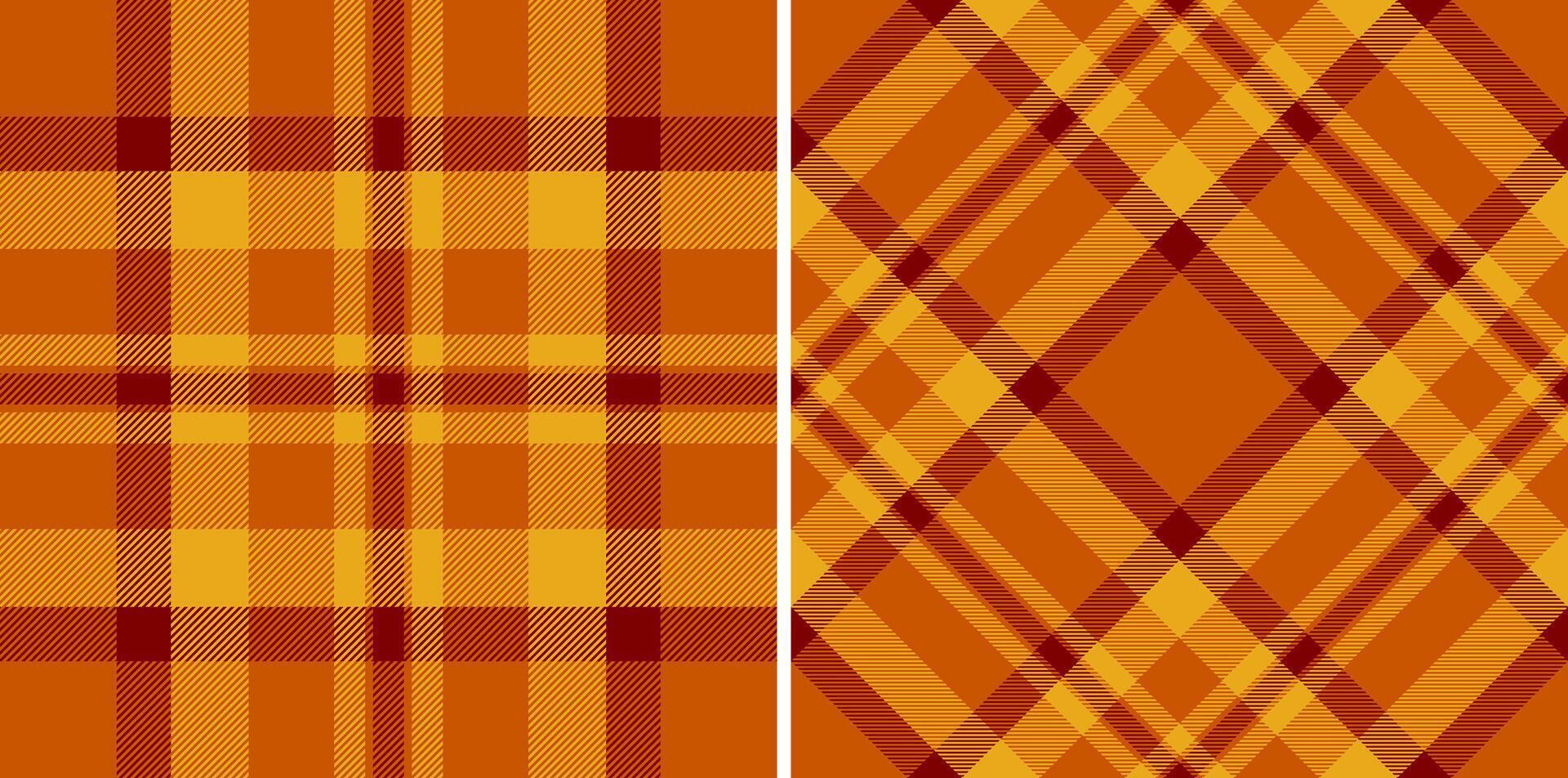 Warm, inviting textile patterns. Two variations of autumntoned plaidtartan designs. Perfect for seasonal backgrounds, fabric prints, or rustic designs. vector