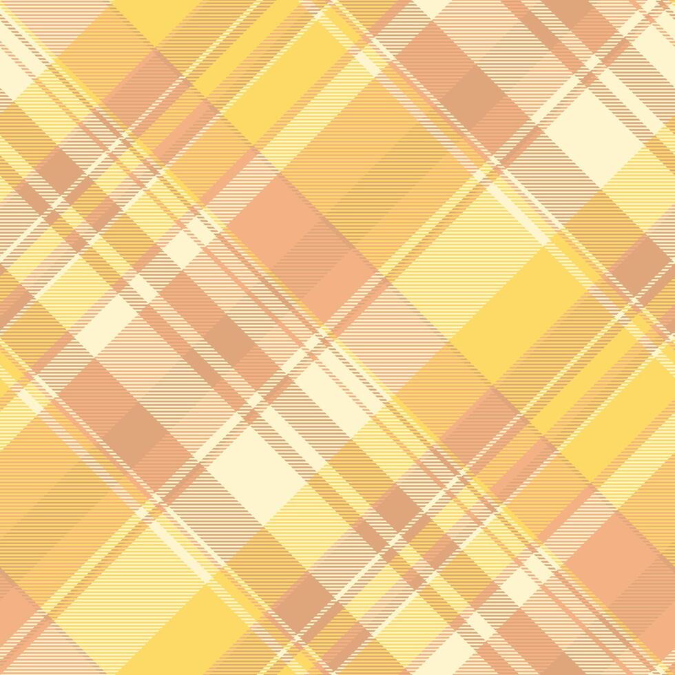 Mens shirt background fabric pattern, grunge seamless textile. Net check tartan texture plaid in orange and light colors. vector