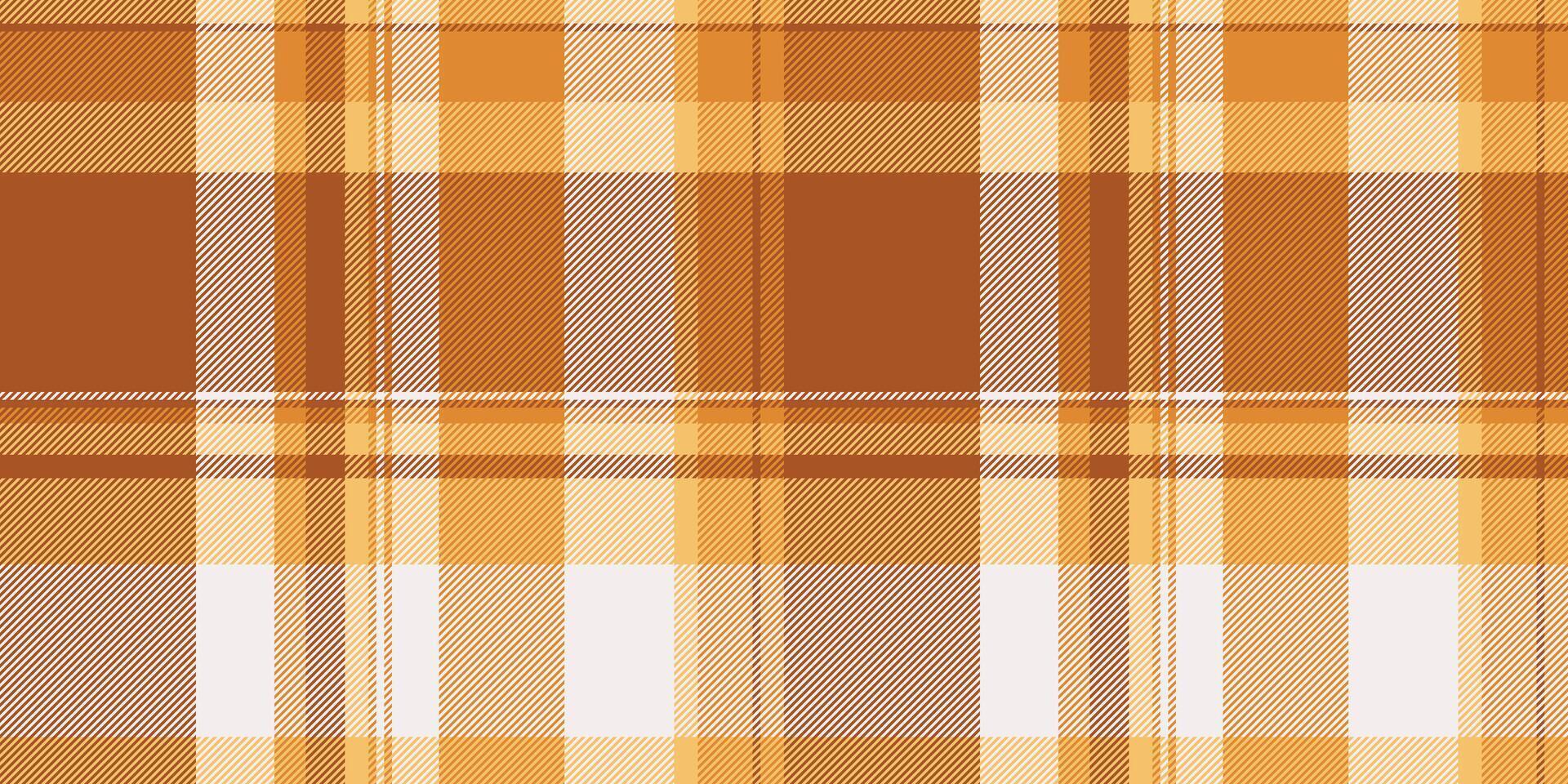 Warm autumnal plaid pattern in shades of orange and white. Perfect for textile design, fallthemed projects, or creating a cozy and rustic aesthetic. vector