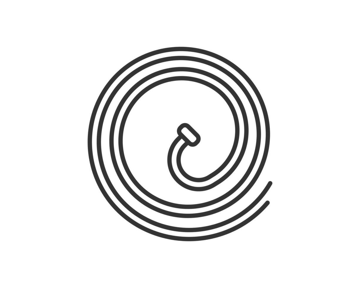 Graphic illustration of a coiled hose. Simple, clean design. Use for plumbing concepts, water conservation, or abstract design elements. Versatile minimalist art. vector