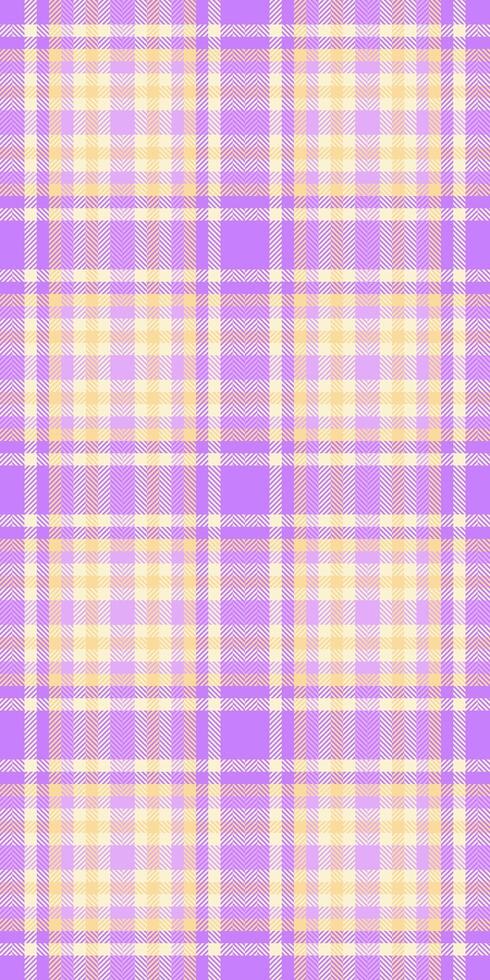 Pastel purple and yellow plaid pattern. Perfect for textile design, website backgrounds, or crafting projects. This cheerful, soft pattern evokes feelings of warmth and comfort. vector