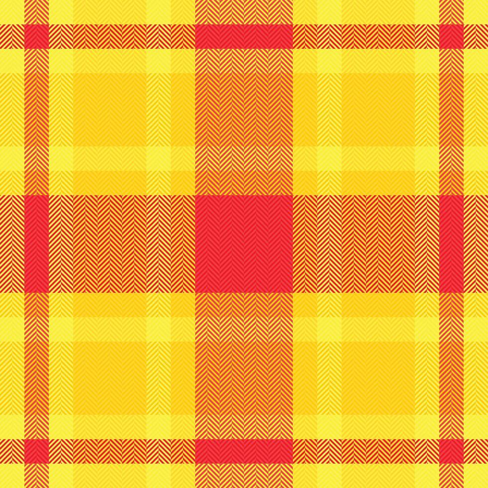 Vibrant herringbone plaid pattern in sunny yellow and fiery red. Perfect for textile design, website backgrounds, or fashion projects. This bold, energetic texture evokes warmth and optimism. vector