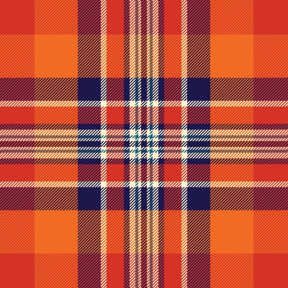 Vibrant orange and navy plaid pattern. Perfect for textile design, fall fashion, or autumnal themed projects. This richly textured image evokes warmth and comfort. vector