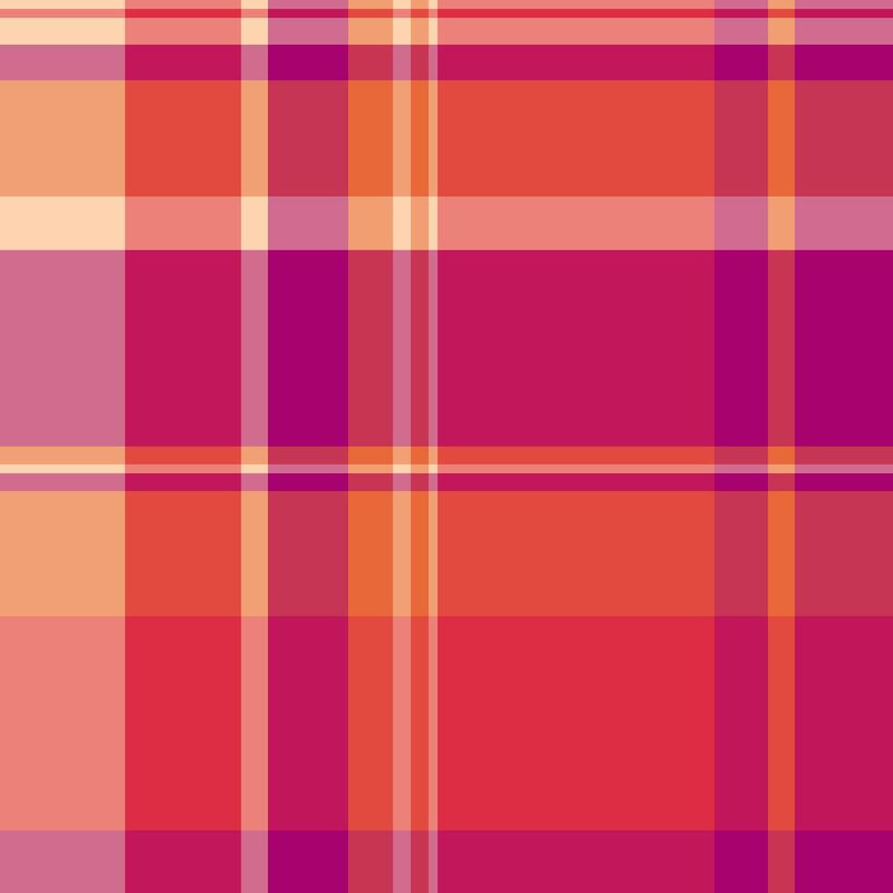 Silk seamless check pattern, hotel plaid tartan texture. Fiber textile fabric background in red and pink colors. vector