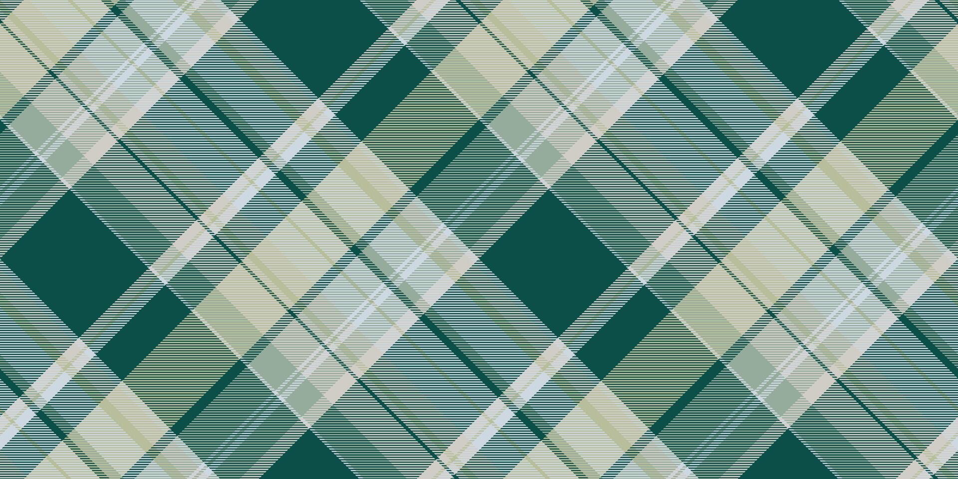 Classic plaid pattern with intersecting lines in calming green and neutral hues. Versatile backdrop for design, textiles, fashion, or abstract concepts. vector