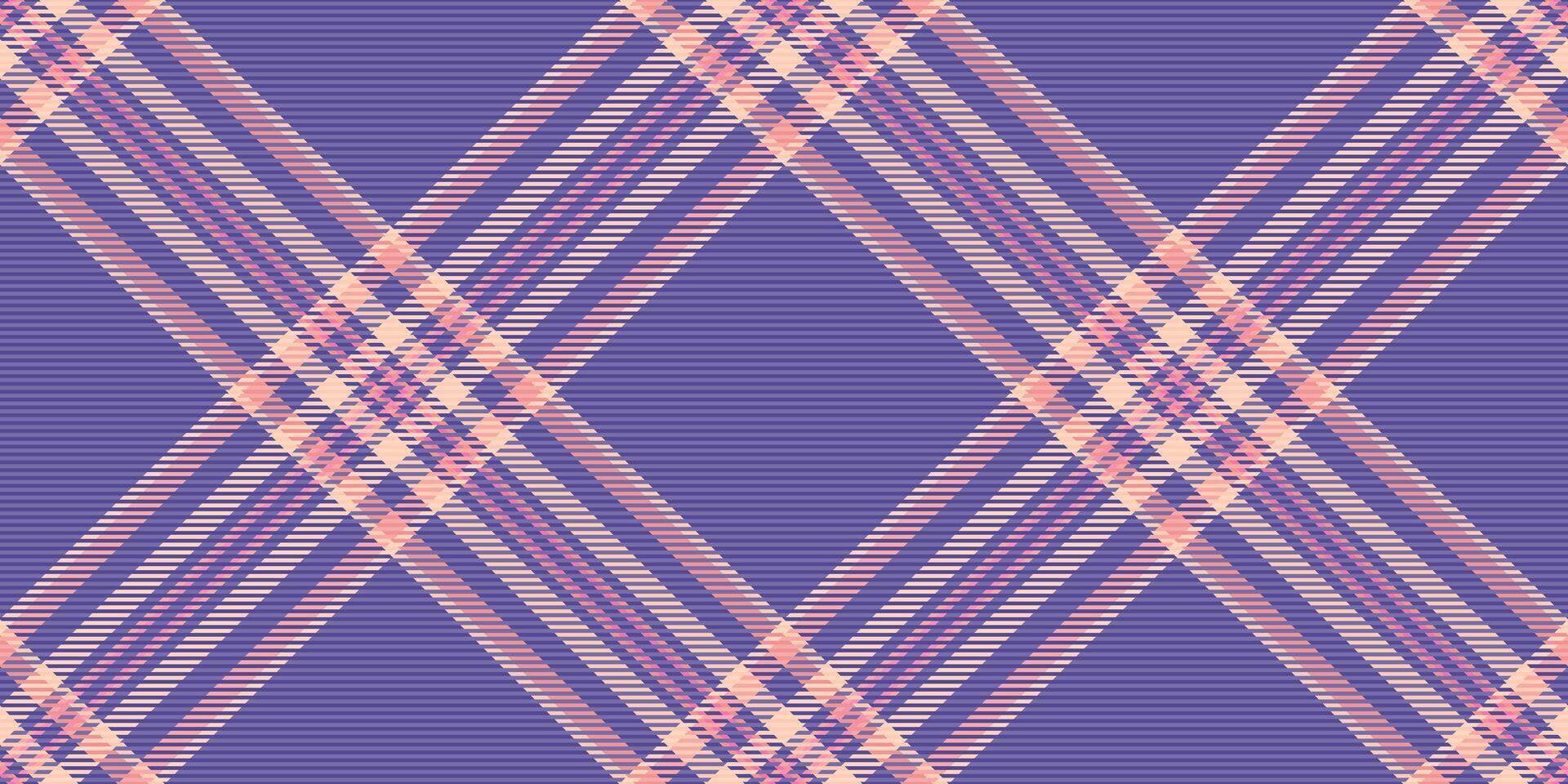 Elegant diagonal plaid pattern in soft purple and peach tones. Perfect for textile design, fashion, website backgrounds, or any project needing a sophisticated, textured look. vector