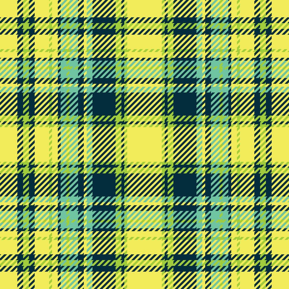 Vibrant yellow, green, and navy plaid pattern. Ideal for textiles, fashion, and web design. This energetic and stylish design evokes feelings of freshness and modernity. vector