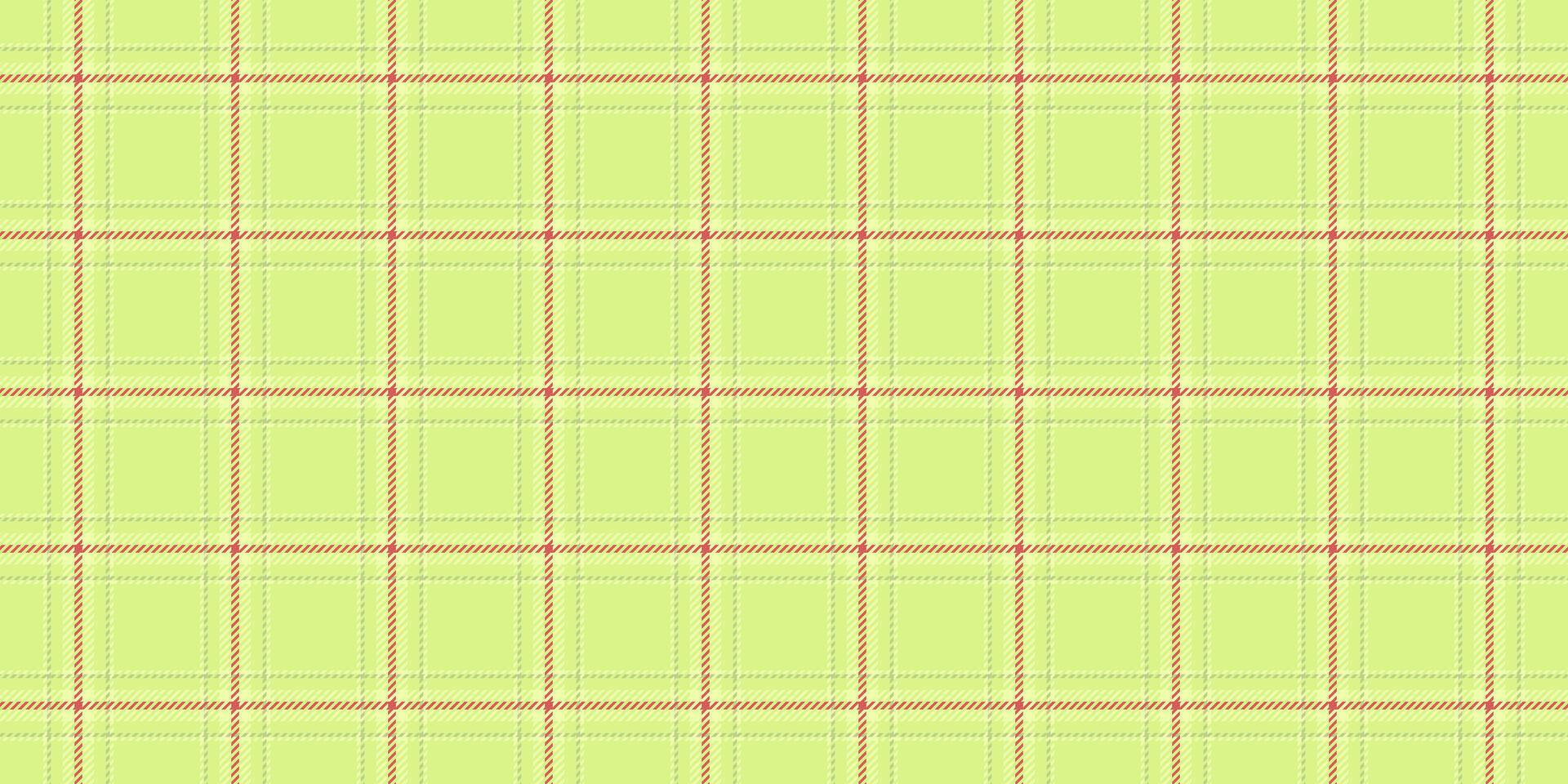 Vibrant lime green plaid pattern with thin red lines. Perfect for textile designs, website backgrounds, or crafting projects. This cheerful, structured image evokes feelings of freshness and order. vector