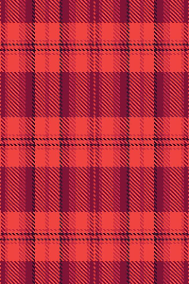 Vibrant coral and burgundy plaid pattern. Perfect for autumnal designs, textile prints, or website backgrounds. This seamless texture evokes warmth, comfort, and a touch of rustic charm. vector