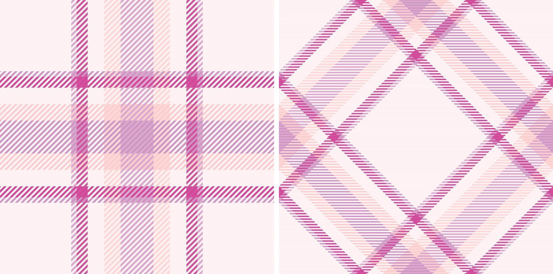 Elegant pastel pink and fuchsia plaid patterns, perfect for textile design, fashion, or website backgrounds. These versatile seamless textures offer a sophisticated, feminine aesthetic. vector