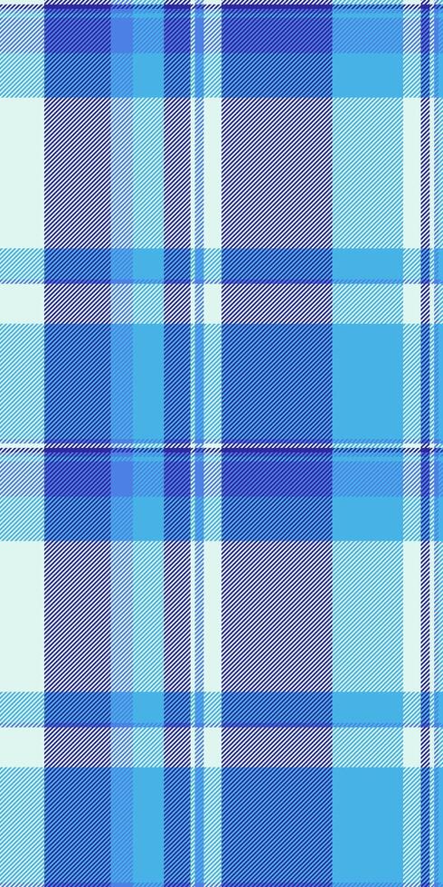 Uk textile seamless texture, handsome fabric check tartan. Invitation pattern background plaid in indigo and cyan colors. vector
