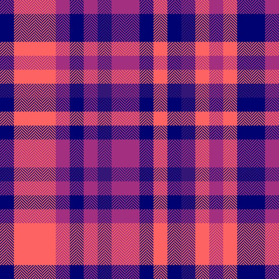 Vibrant herringbone plaid pattern in coral, purple, and navy. Perfect for textile design, fashion, website backgrounds, or any project needing a bold, textured aesthetic. vector