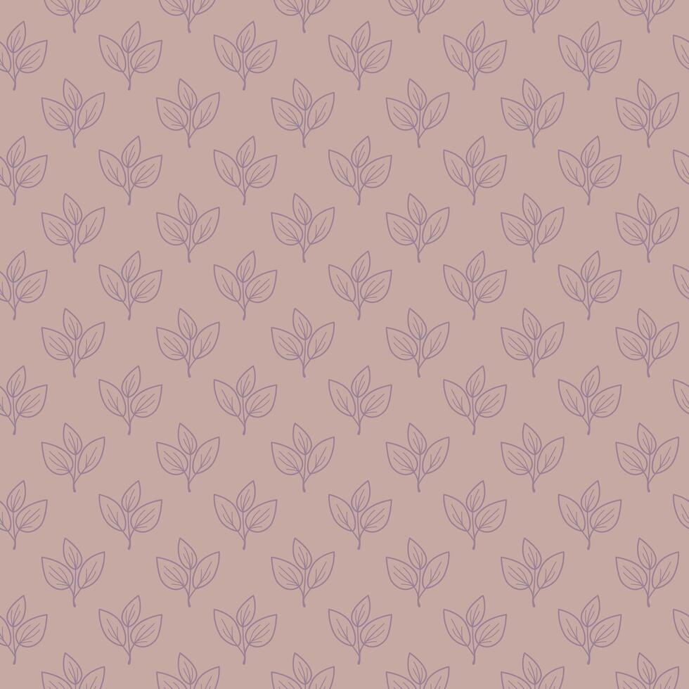 Elegant mauve background with a repeating pattern of delicate, purpletoned leaf sprigs. Perfect for adding a touch of sophisticated nature to websites, stationery, or textile designs. vector