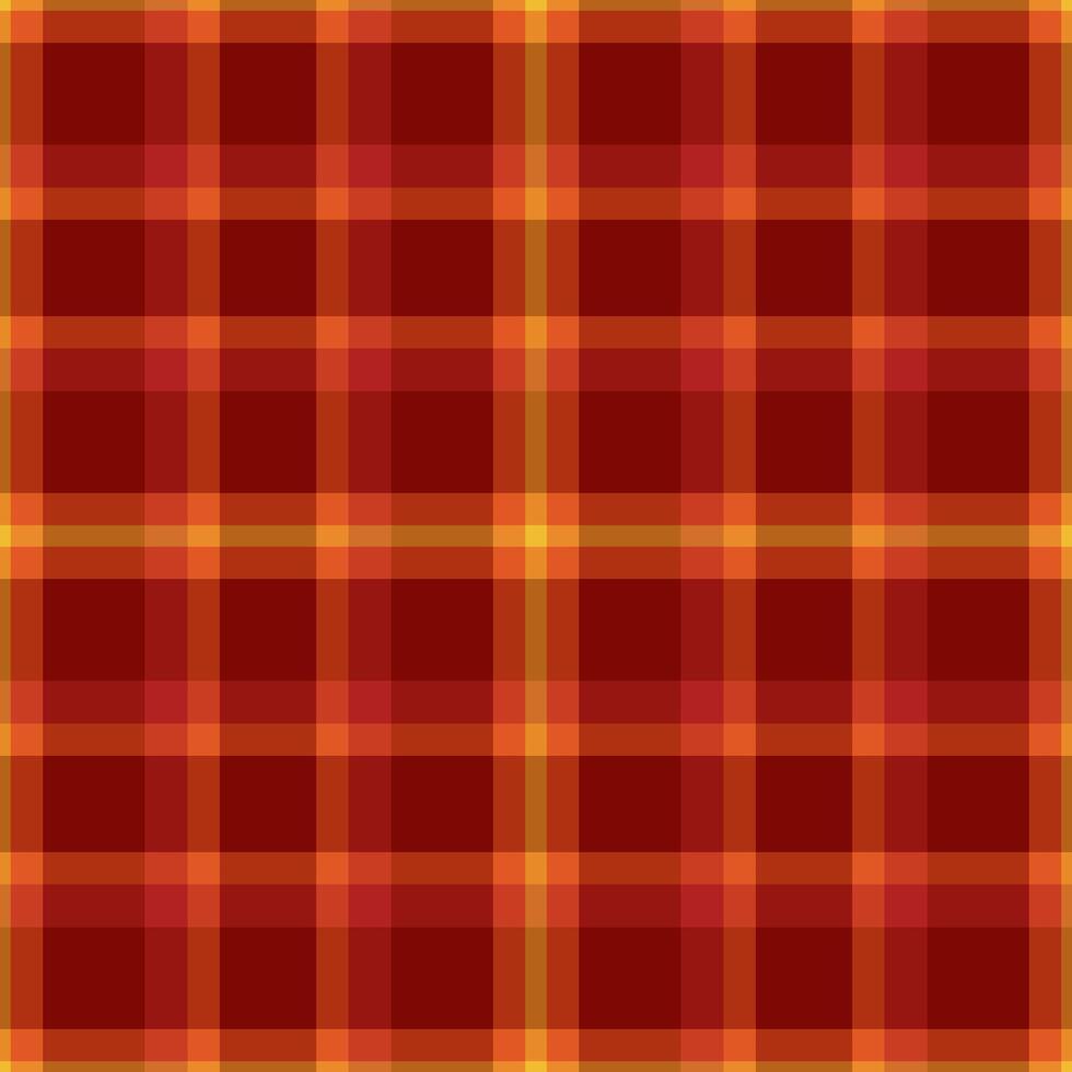 Warm plaid pattern in reds and oranges. Great for backgrounds, textiles, or adding a cozy, autumnal touch to designs. Versatile and eyecatching. vector