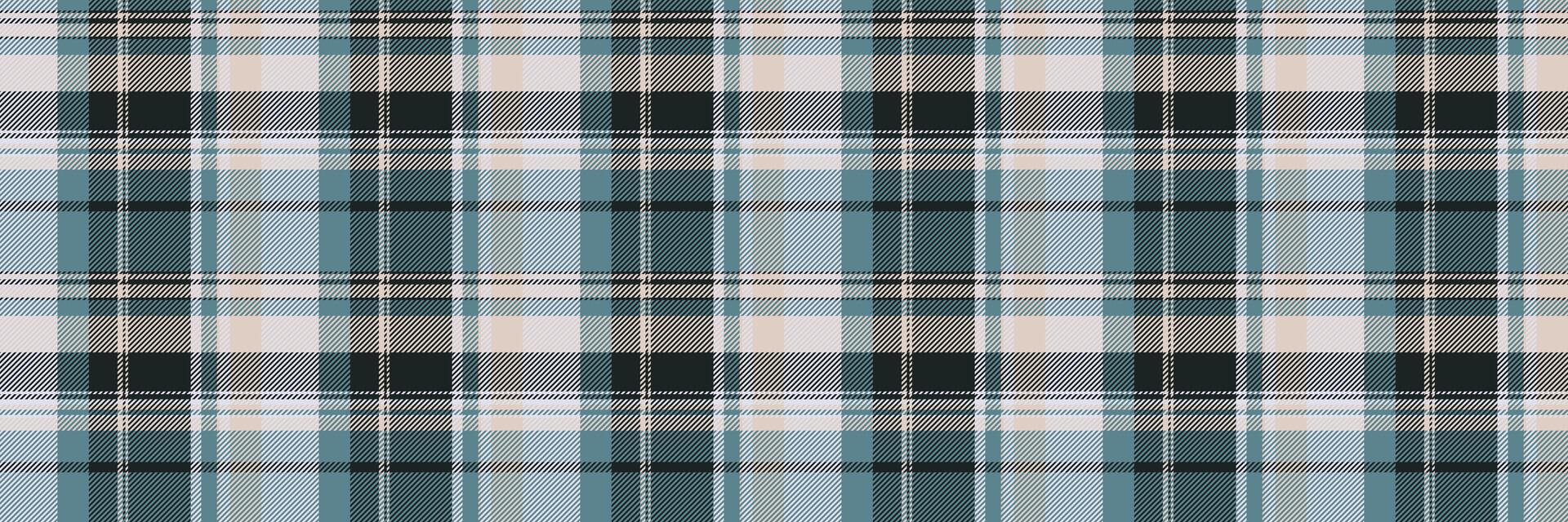 Sketching seamless pattern plaid, japan fabric background texture. Good tartan check textile in cyan and black colors. vector