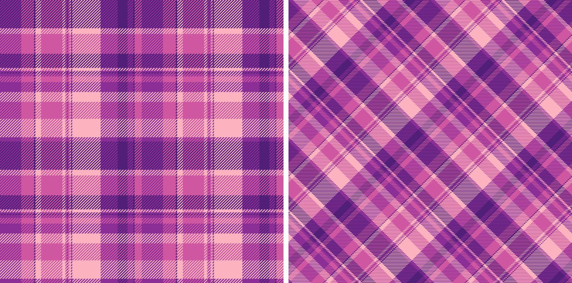 Two seamless purple and pink plaid patterns. Perfect for textile design, fashion, apparel, home decor, and scrapbooking. vector