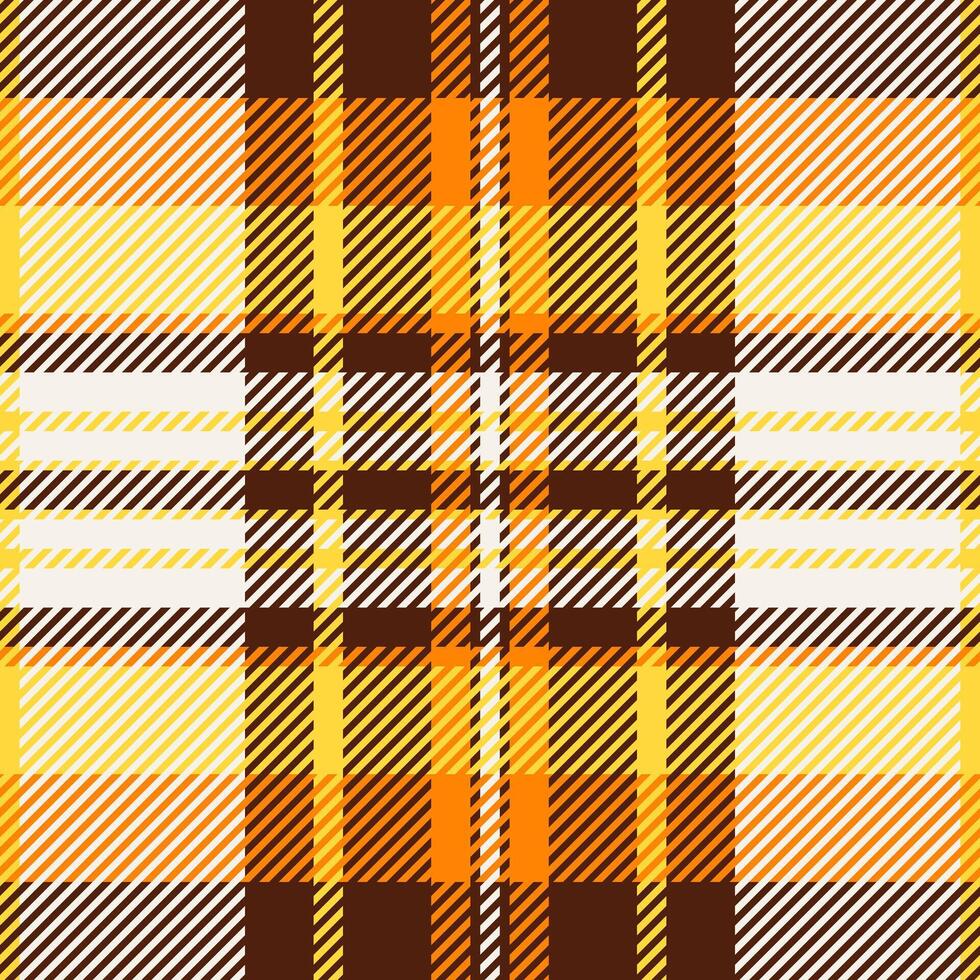 Vibrant autumnal plaid pattern in warm oranges, yellows, and browns. Perfect for fallthemed designs, textile prints, or website backgrounds. vector