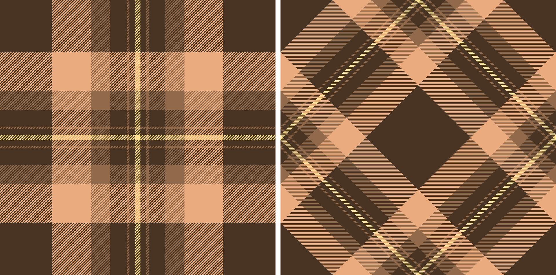 Tartan patterns in warm brown and beige hues, conveying tradition and comfort. Perfect for backgrounds, textiles, or autumnal designs. vector
