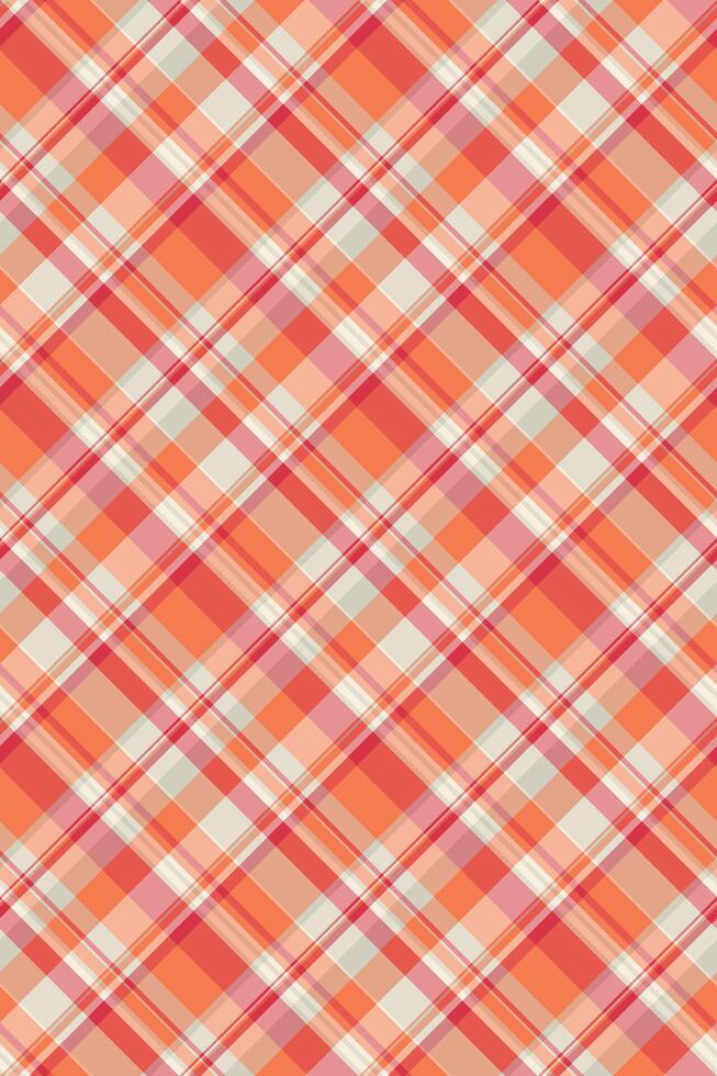 Household texture plaid tartan, show textile fabric seamless. Menu check pattern background in orange and red colors. vector