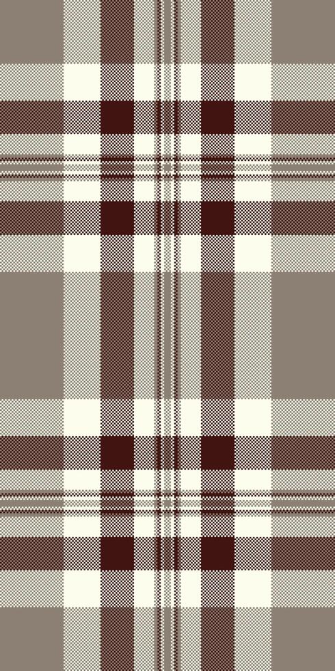 Elegant neutral plaid pattern in brown, beige, and white. Perfect for textile design, website backgrounds, or fashion projects. vector