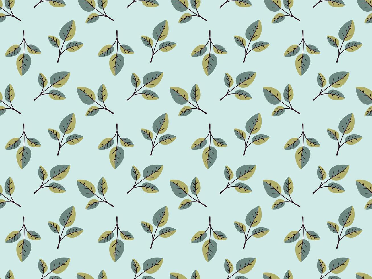 Charming seamless pattern featuring stylized leaves on a pastel blue background. Perfect for textile design, wallpaper, or website backgrounds. Evokes feelings of serenity and nature. vector