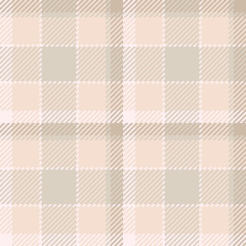 Beige and pink seamless tartan pattern. Classic plaid design ideal for backgrounds, textiles, and crafts. Versatile for fashion or holiday projects. vector