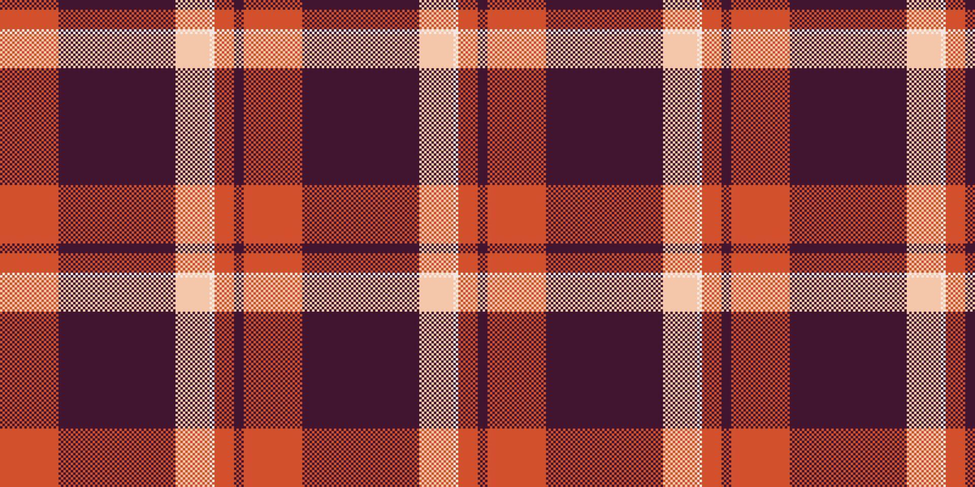 Vibrant autumnal plaid pattern in rich orange, burgundy, and cream. Perfect for fallthemed designs, textiles, and website backgrounds. Evokes warmth, comfort, and the cozy feeling of autumn. vector